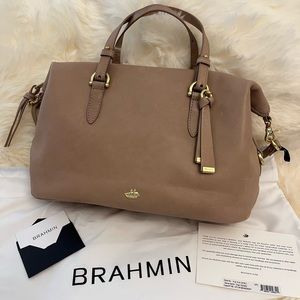 Brahmin NWT Delaney Satchel from the South-coast Line. Fawn color soft leather